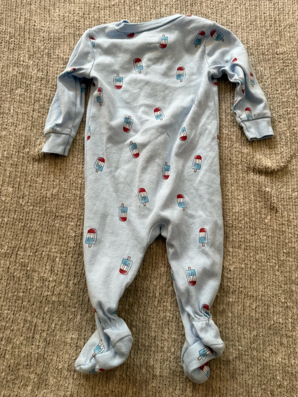 Pekkle Baby Footed Sleeper 6M‎ Popsicle Print Blue Organic Cotton Zip